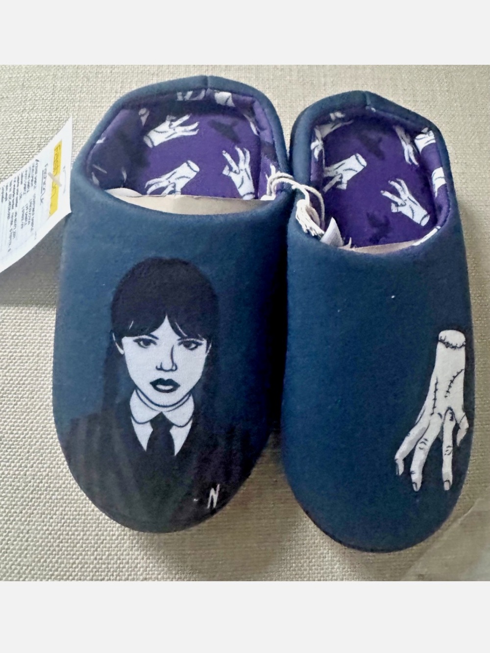 Wednesday Addams Slippers Blue MGM Sample NEW Rare EU 34-35 Goth Rubber Sole